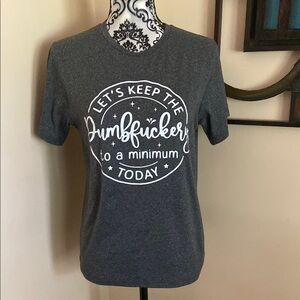 SHEIN Gray Short Sleeve Tee with White Print